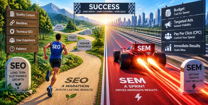 تفاوت های کلیدی و پررنگ SEO و SEM