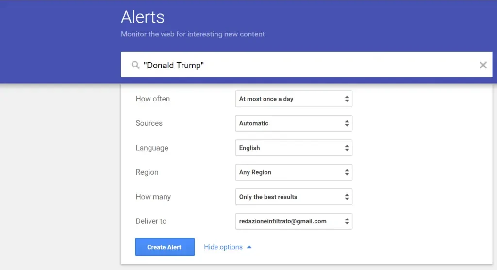 ساخت هشدار برند در ابزار Google Alerts